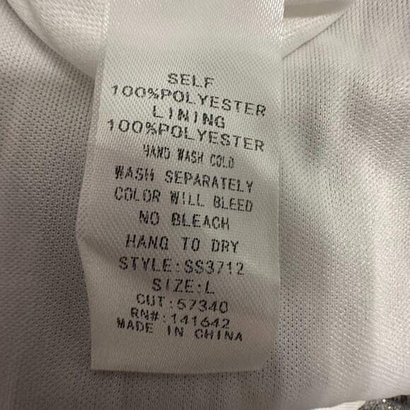 She + Sky Women Gray White Maxi Dress Snake Skin V Neck Summer Size L - Picture 7 of 9